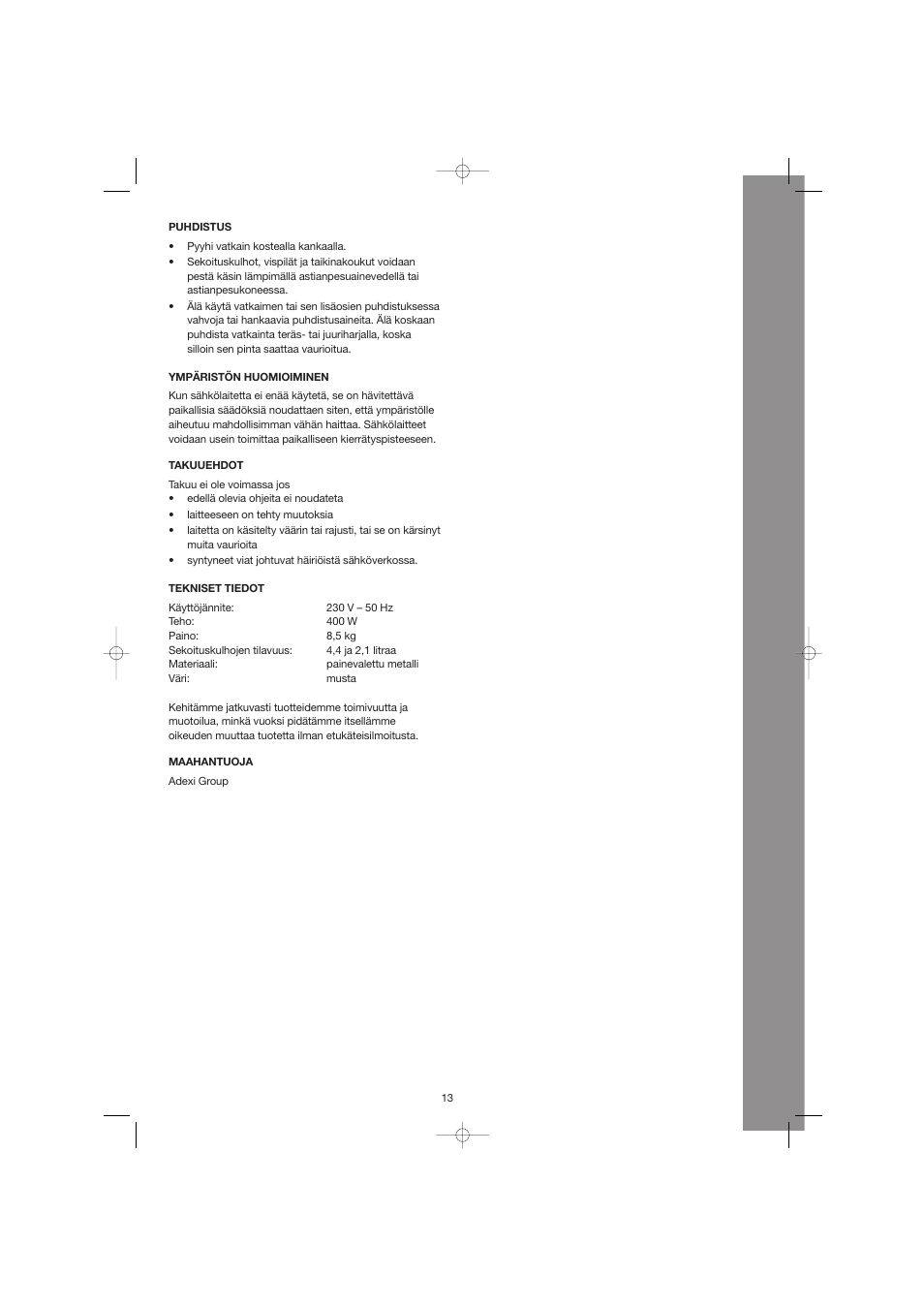 Melissa 246-009 User Manual | Page 13 / 28