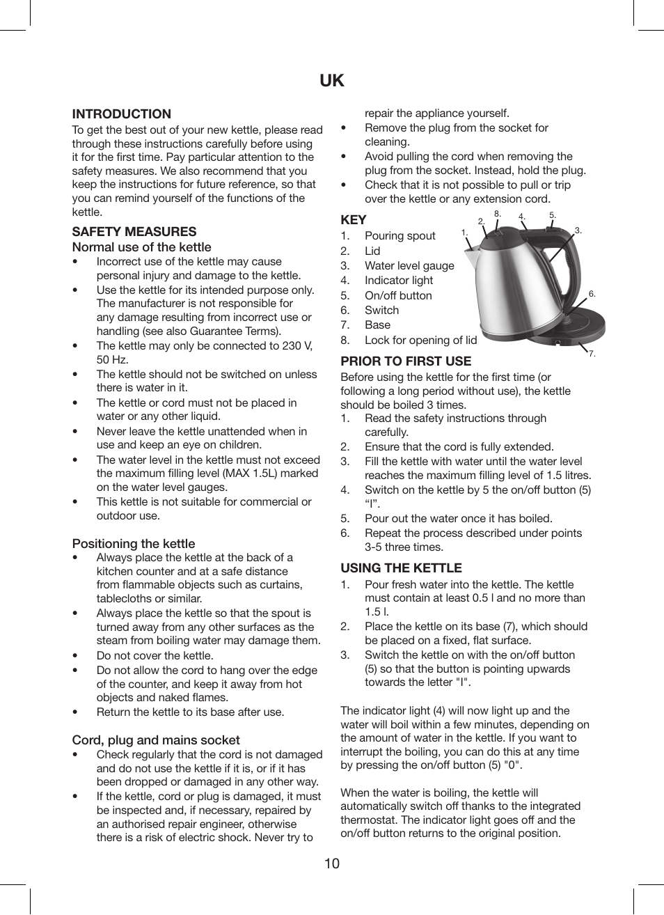 Melissa Cordless Jug Kettle 245-035 User Manual | Page 10 / 19