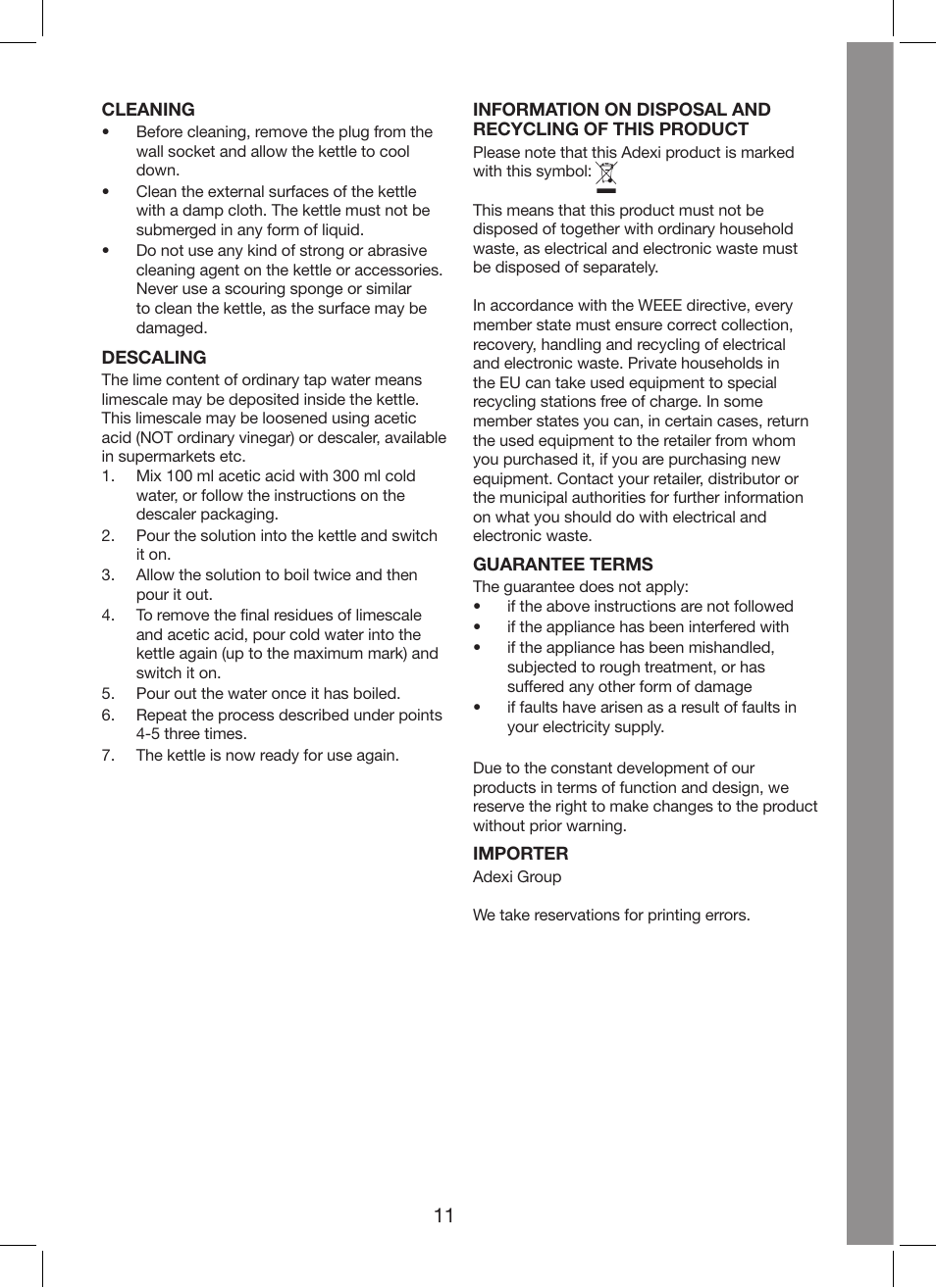 Melissa Cordless Jug Kettle 245-035 User Manual | Page 11 / 19