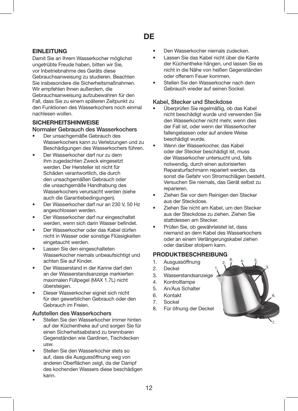 Melissa Cordless Jug Kettle 245-035 User Manual | Page 12 / 19