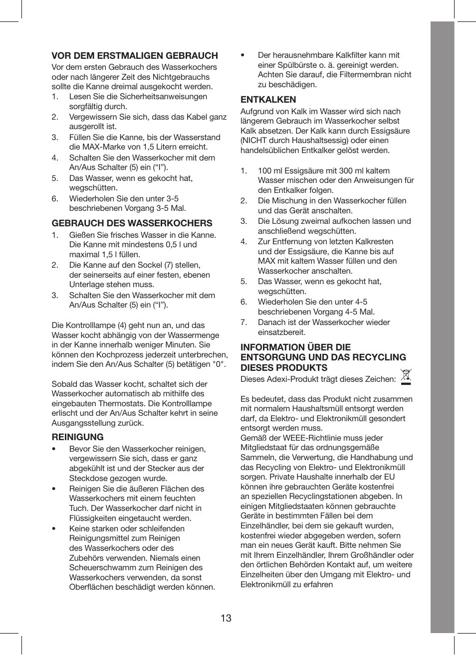 Melissa Cordless Jug Kettle 245-035 User Manual | Page 13 / 19