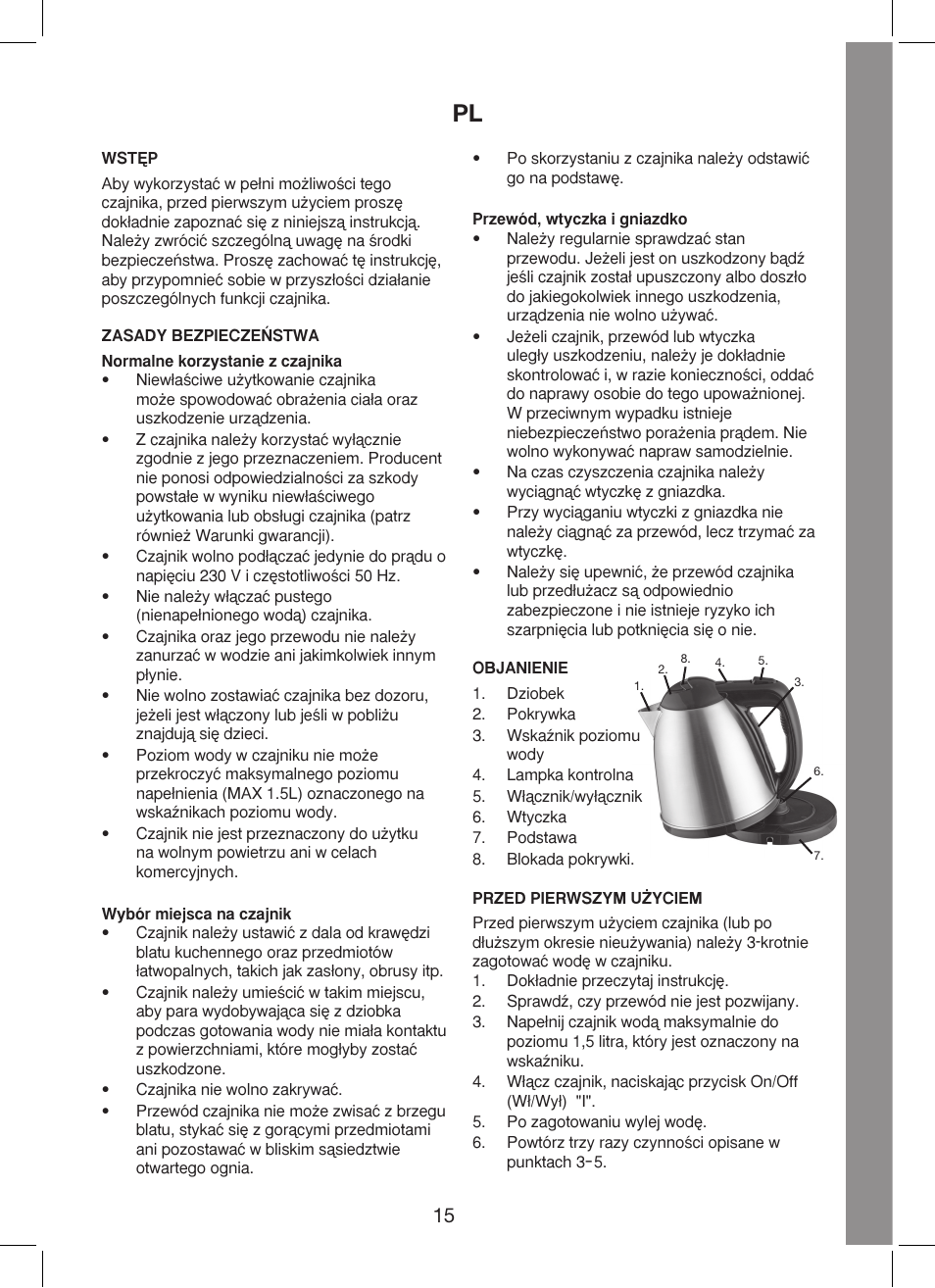 Melissa Cordless Jug Kettle 245-035 User Manual | Page 15 / 19