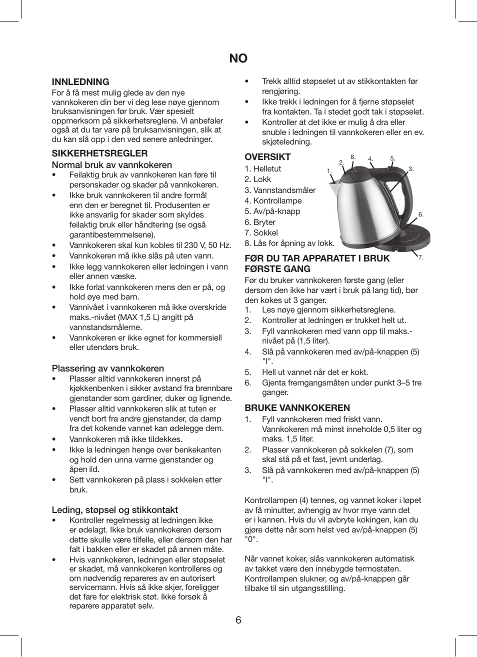 Melissa Cordless Jug Kettle 245-035 User Manual | Page 6 / 19