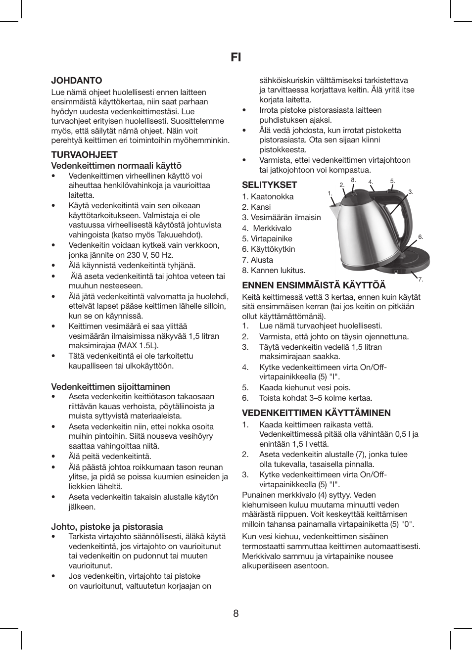 Melissa Cordless Jug Kettle 245-035 User Manual | Page 8 / 19