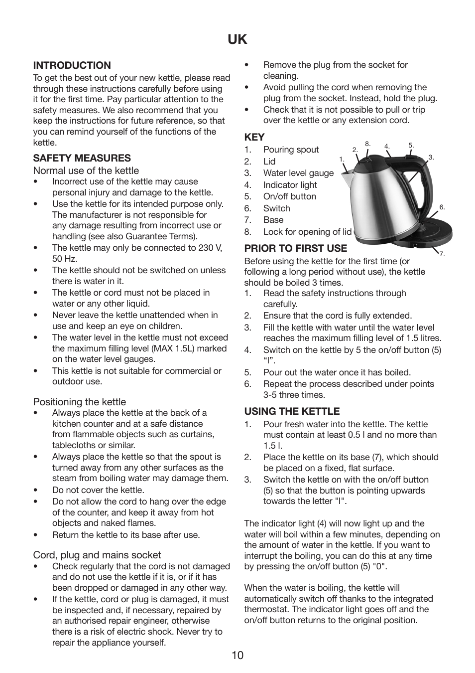 Melissa Cordless Jug Kettle 245-061 User Manual | Page 10 / 35