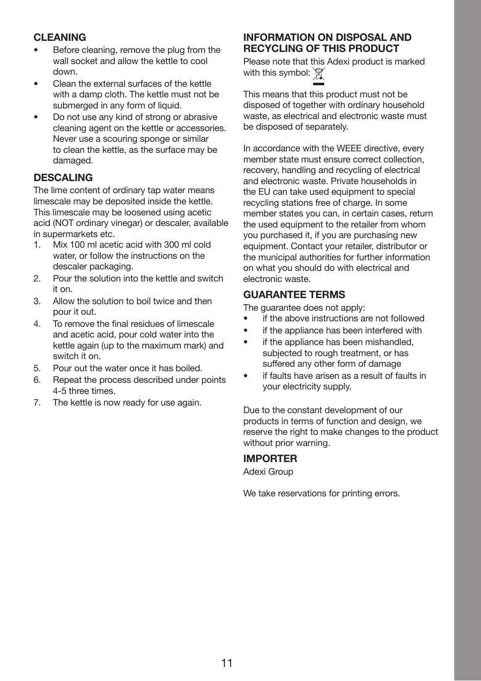 Melissa Cordless Jug Kettle 245-061 User Manual | Page 11 / 35