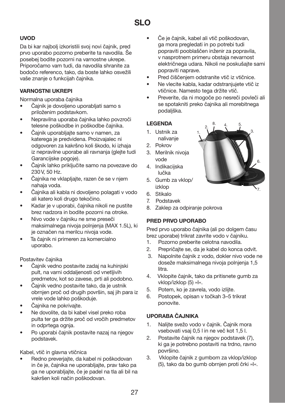 Melissa Cordless Jug Kettle 245-061 User Manual | Page 27 / 35