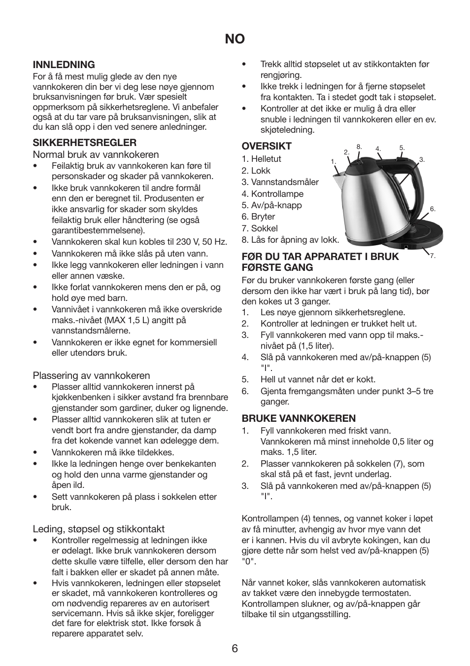 Melissa Cordless Jug Kettle 245-061 User Manual | Page 6 / 35