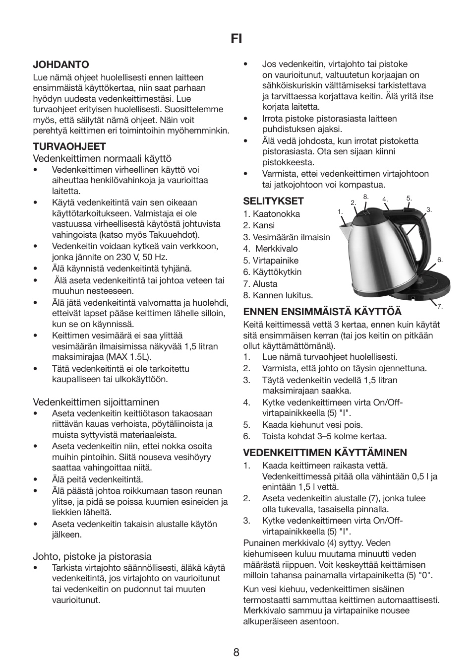 Melissa Cordless Jug Kettle 245-061 User Manual | Page 8 / 35