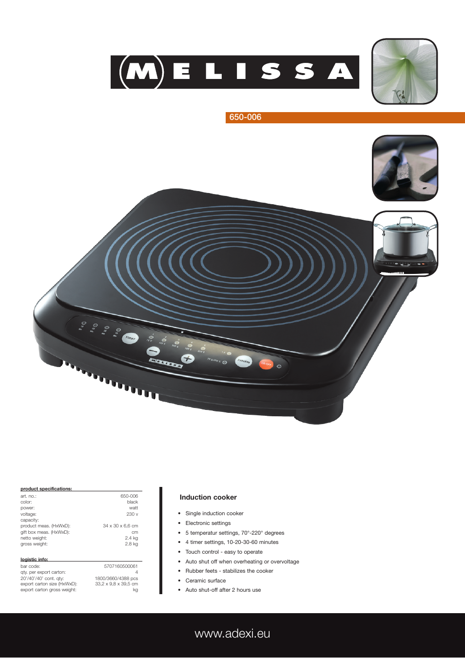 Melissa 650-006 User Manual | 1 page