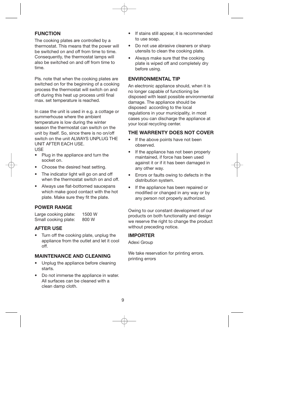 Melissa Double Cooking Plate 750-027 User Manual | Page 9 / 15