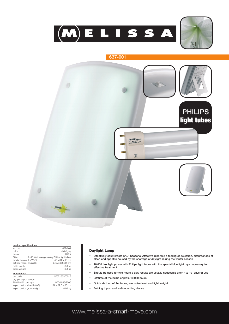 Melissa Daylight Lamp 637-001 User Manual | 1 page