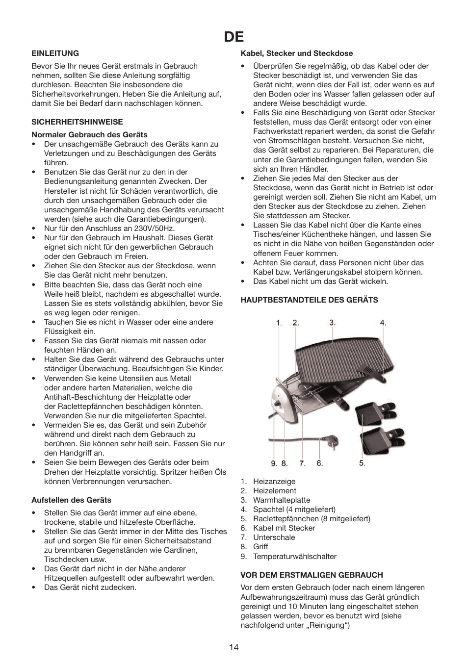 Melissa Raclettegrill 243-045 User Manual | Page 14 / 19