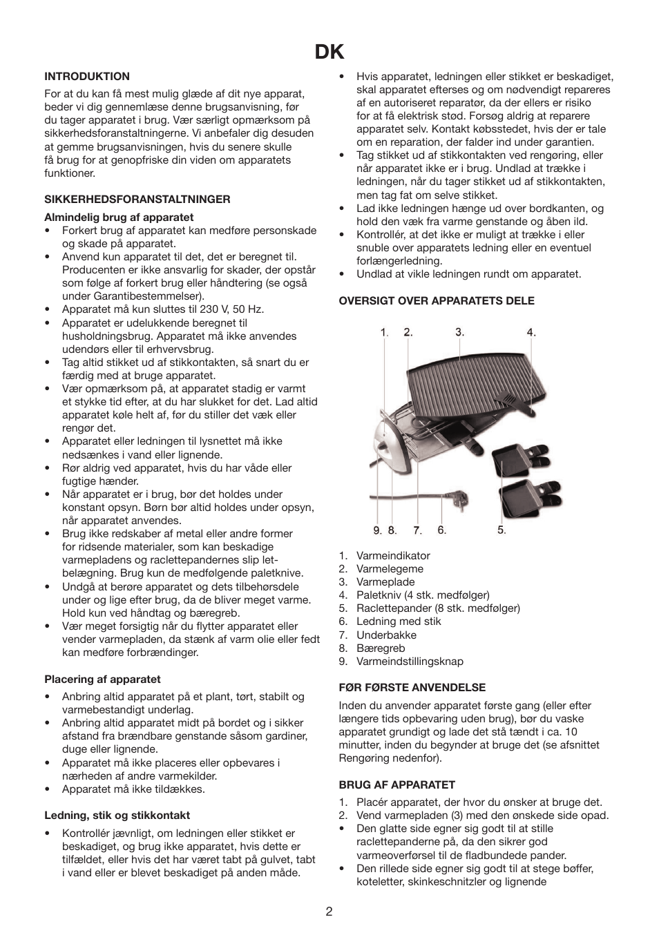 Melissa Raclettegrill 243-045 User Manual | Page 2 / 19