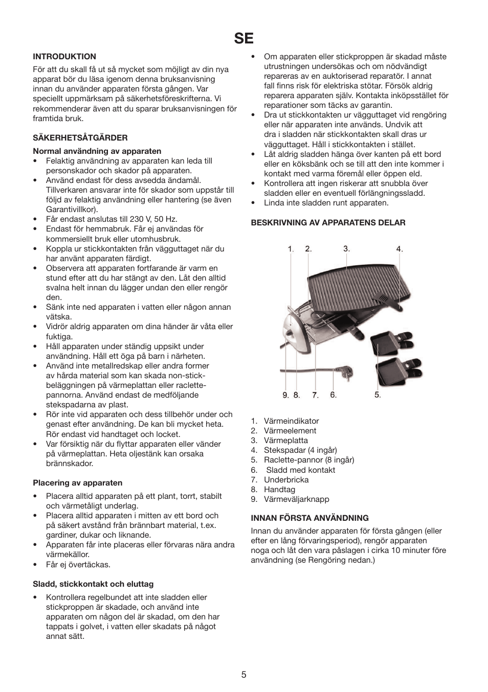 Melissa Raclettegrill 243-045 User Manual | Page 5 / 19