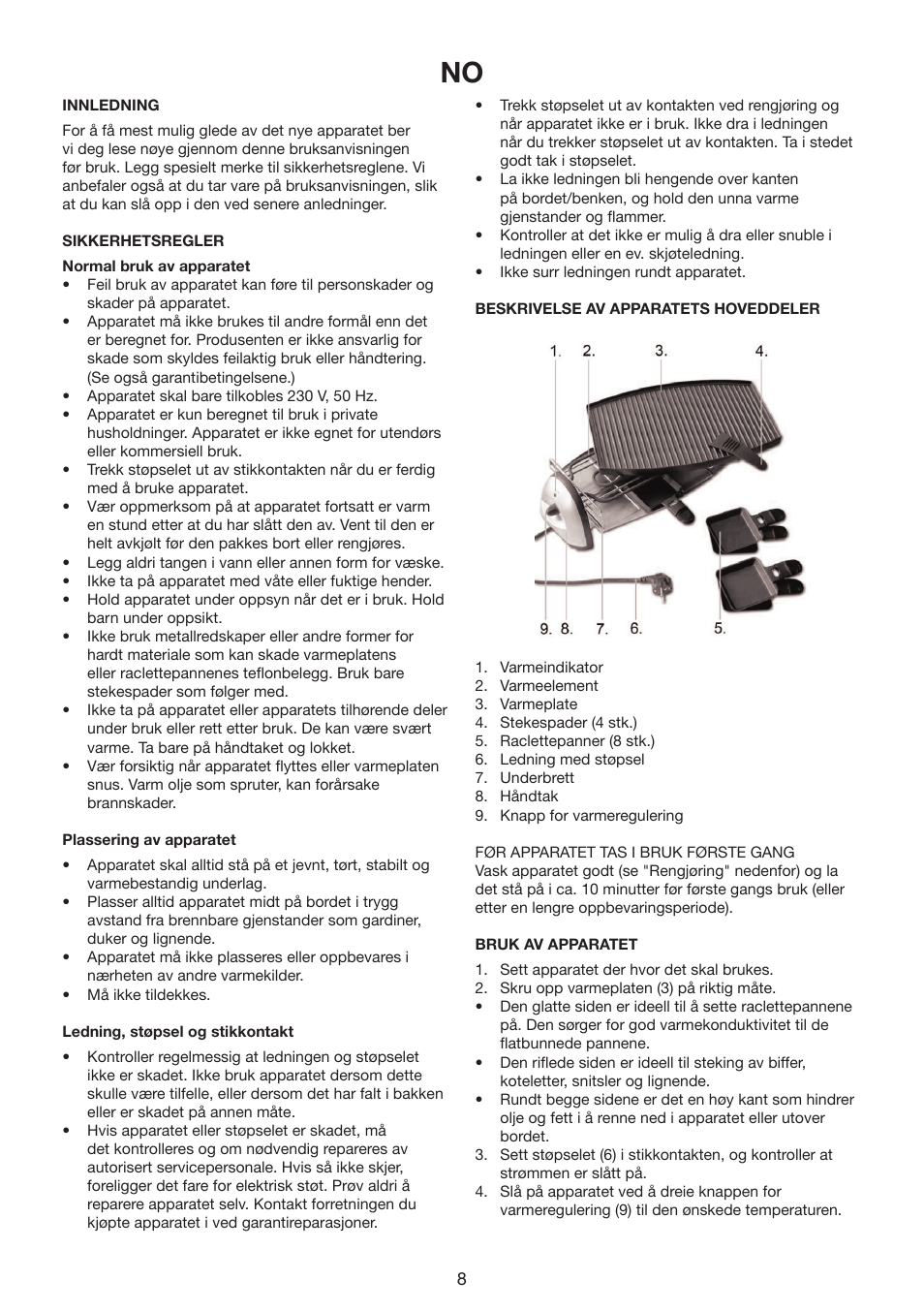 Melissa Raclettegrill 243-045 User Manual | Page 8 / 19