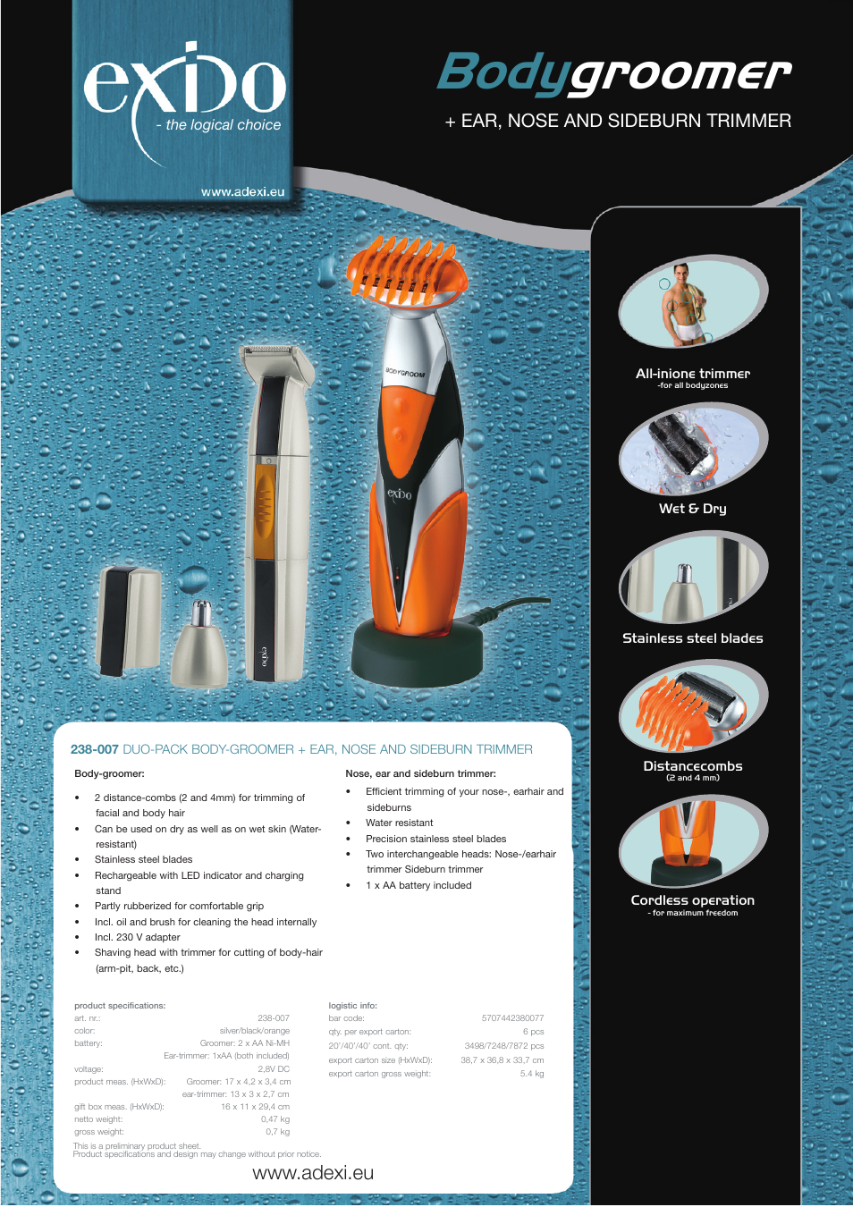 Melissa Body-Groomer 238-007 User Manual | 1 page