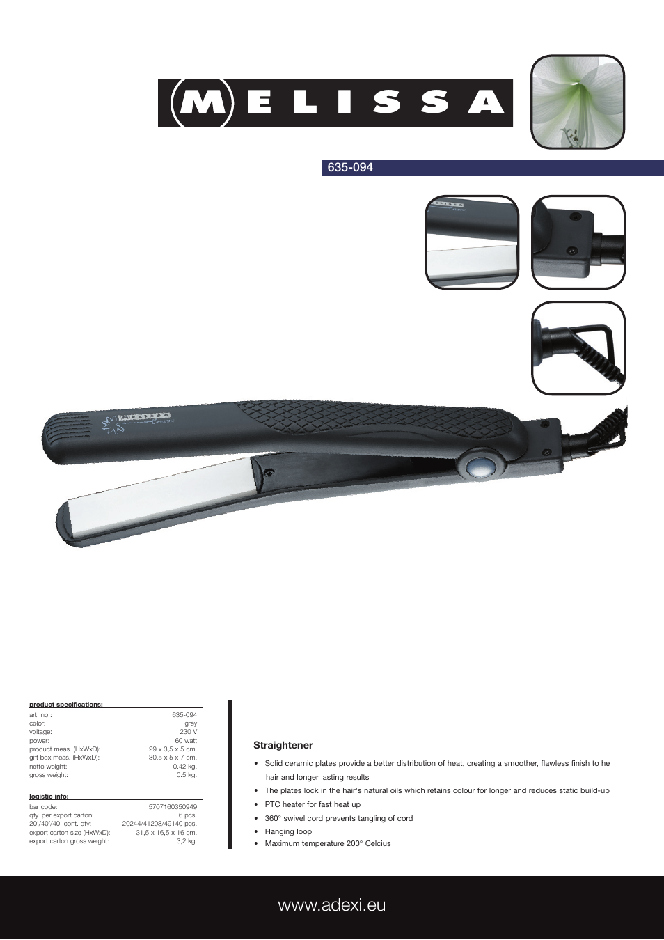 Melissa Straightener 635-094 User Manual | 1 page