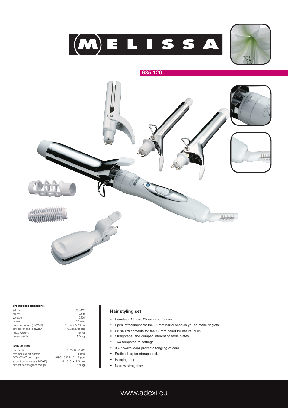 Melissa Hair Styling Set 635-120 User Manual | 1 page