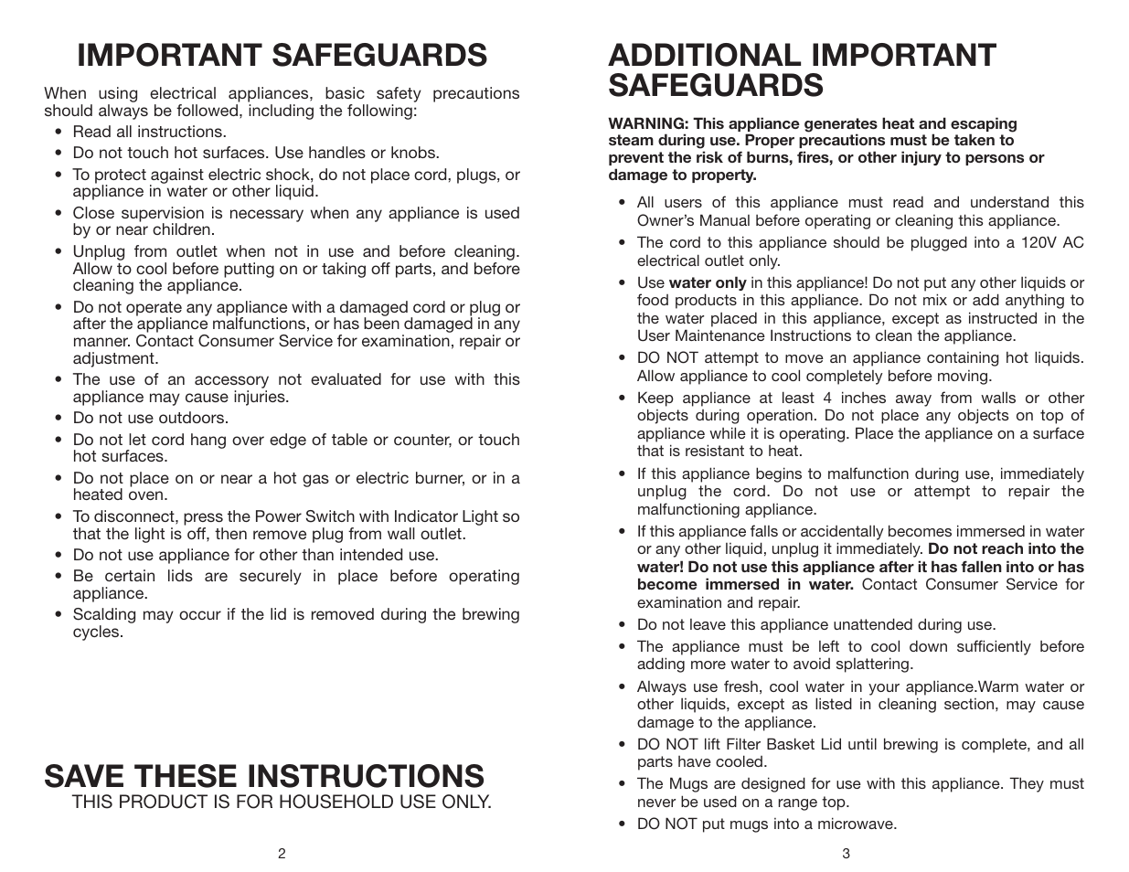 Additional important safeguards, Important safeguards, Save these instructions | Melissa Take 2 ME2TMBCHR User Manual | Page 2 / 10