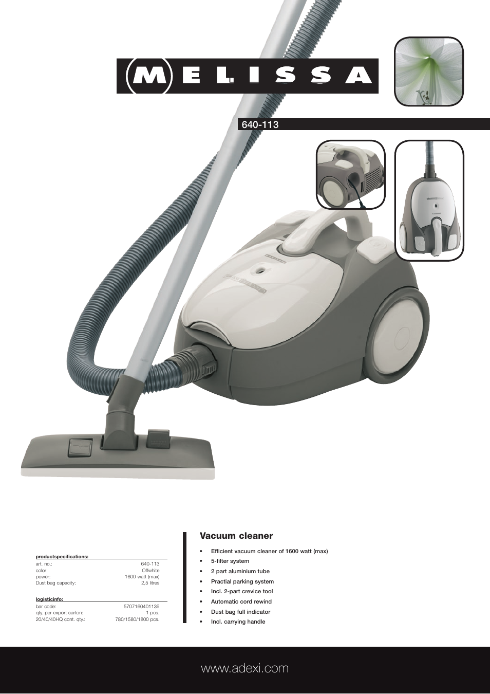Melissa 640-113 User Manual | 1 page