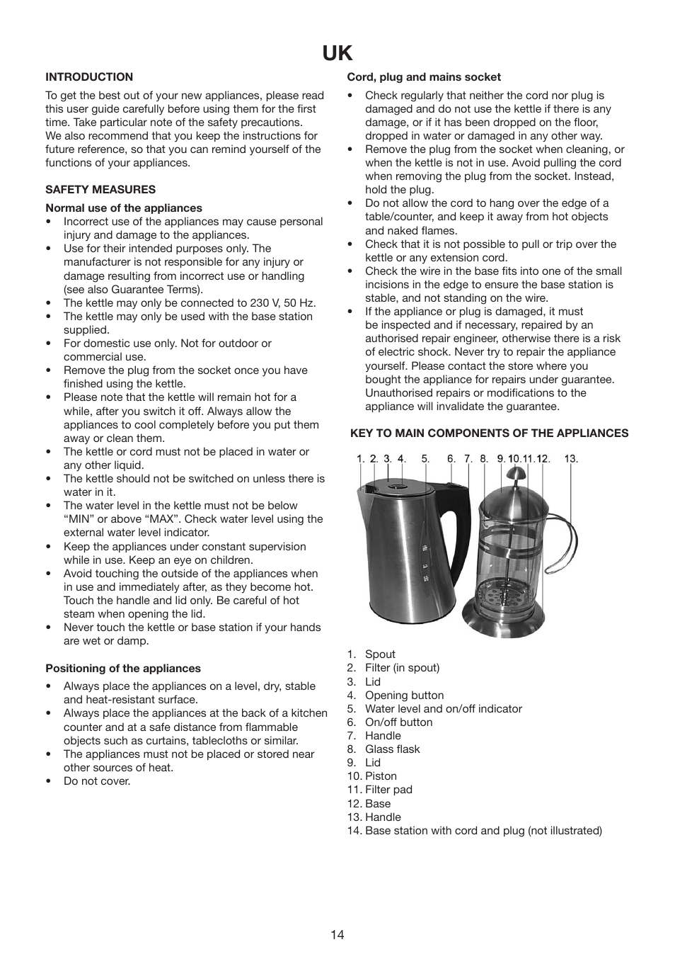 Melissa Cord Free Electrical Kettle and Press Coffee Maker 245-059 User Manual | Page 14 / 22