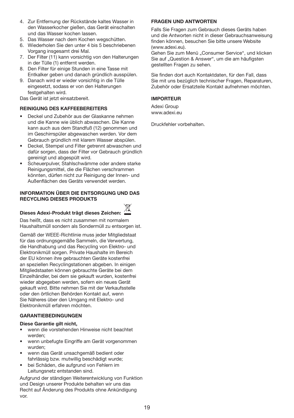 Melissa Cord Free Electrical Kettle and Press Coffee Maker 245-059 User Manual | Page 19 / 22