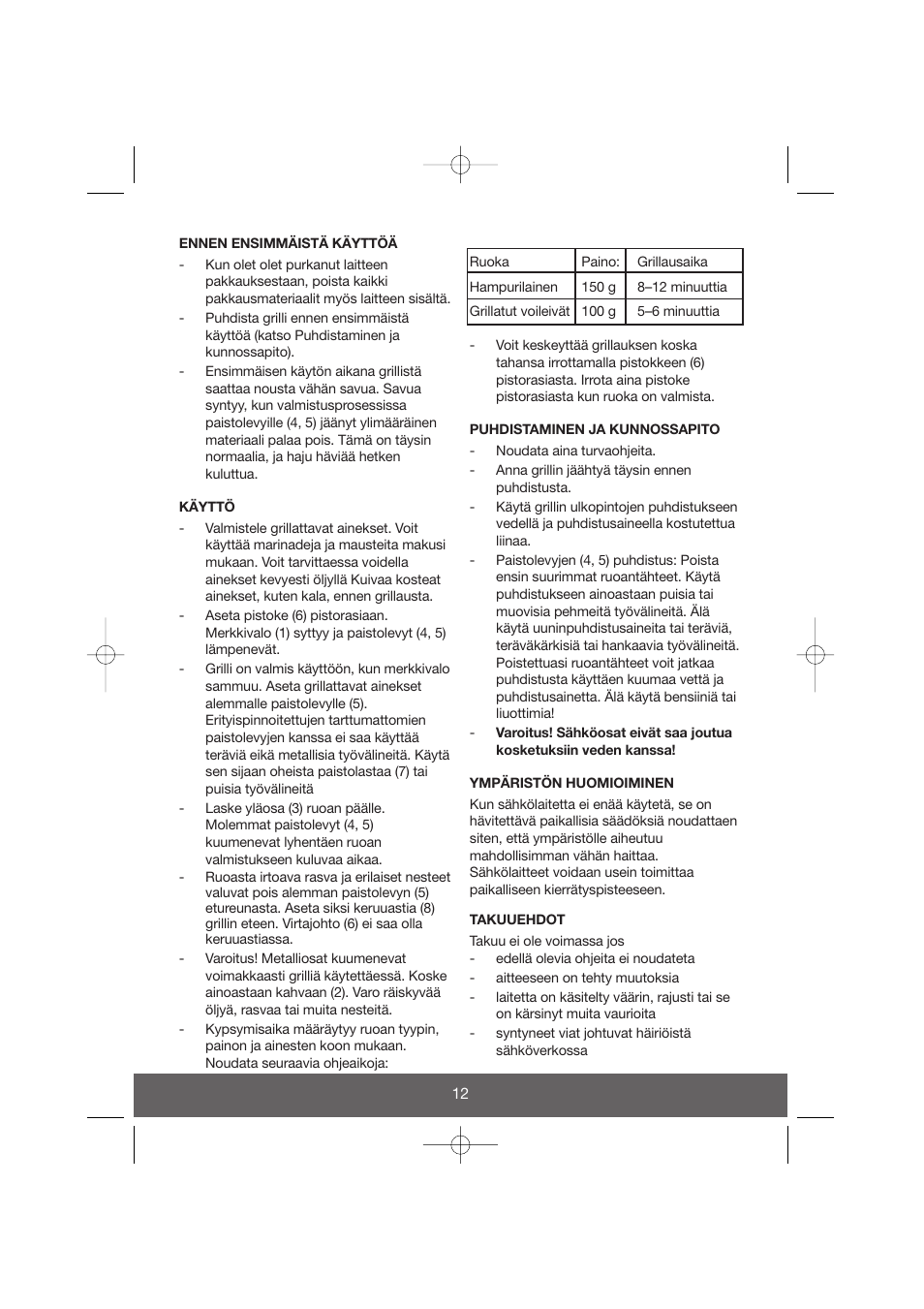 Melissa Health Grill 643-034 User Manual | Page 12 / 26