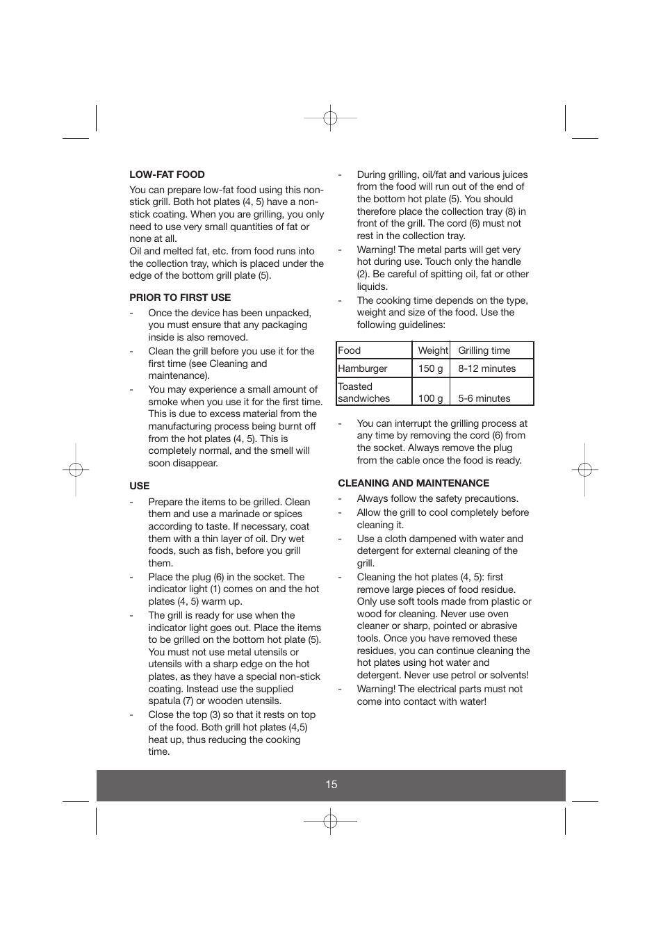 Melissa Health Grill 643-034 User Manual | Page 15 / 26