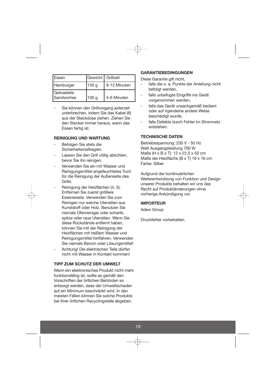 Melissa Health Grill 643-034 User Manual | Page 19 / 26