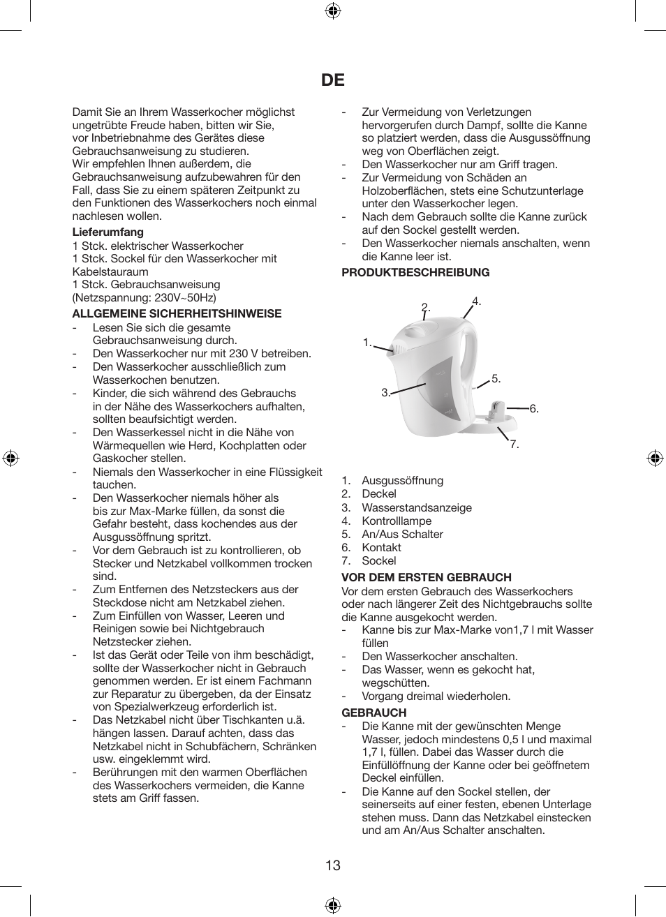 Melissa Cordless Jug Kettle 745-188 User Manual | Page 13 / 20