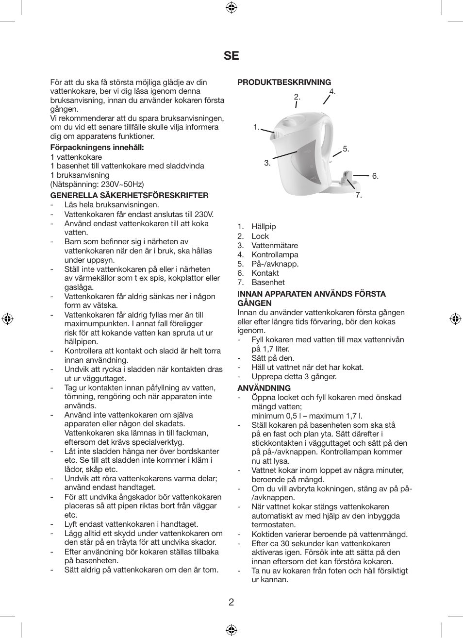 Melissa Cordless Jug Kettle 745-188 User Manual | Page 2 / 20