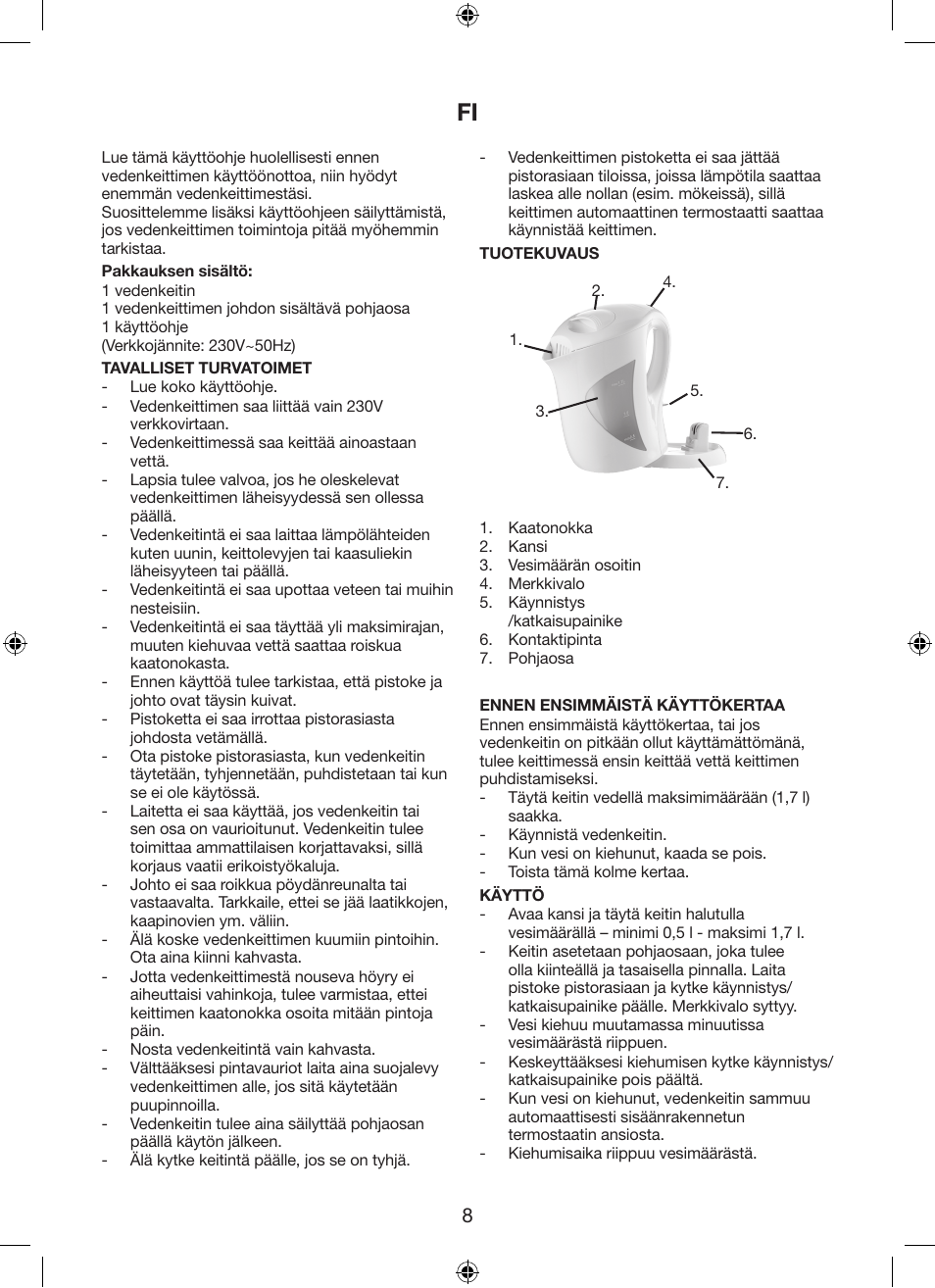 Melissa Cordless Jug Kettle 745-188 User Manual | Page 8 / 20