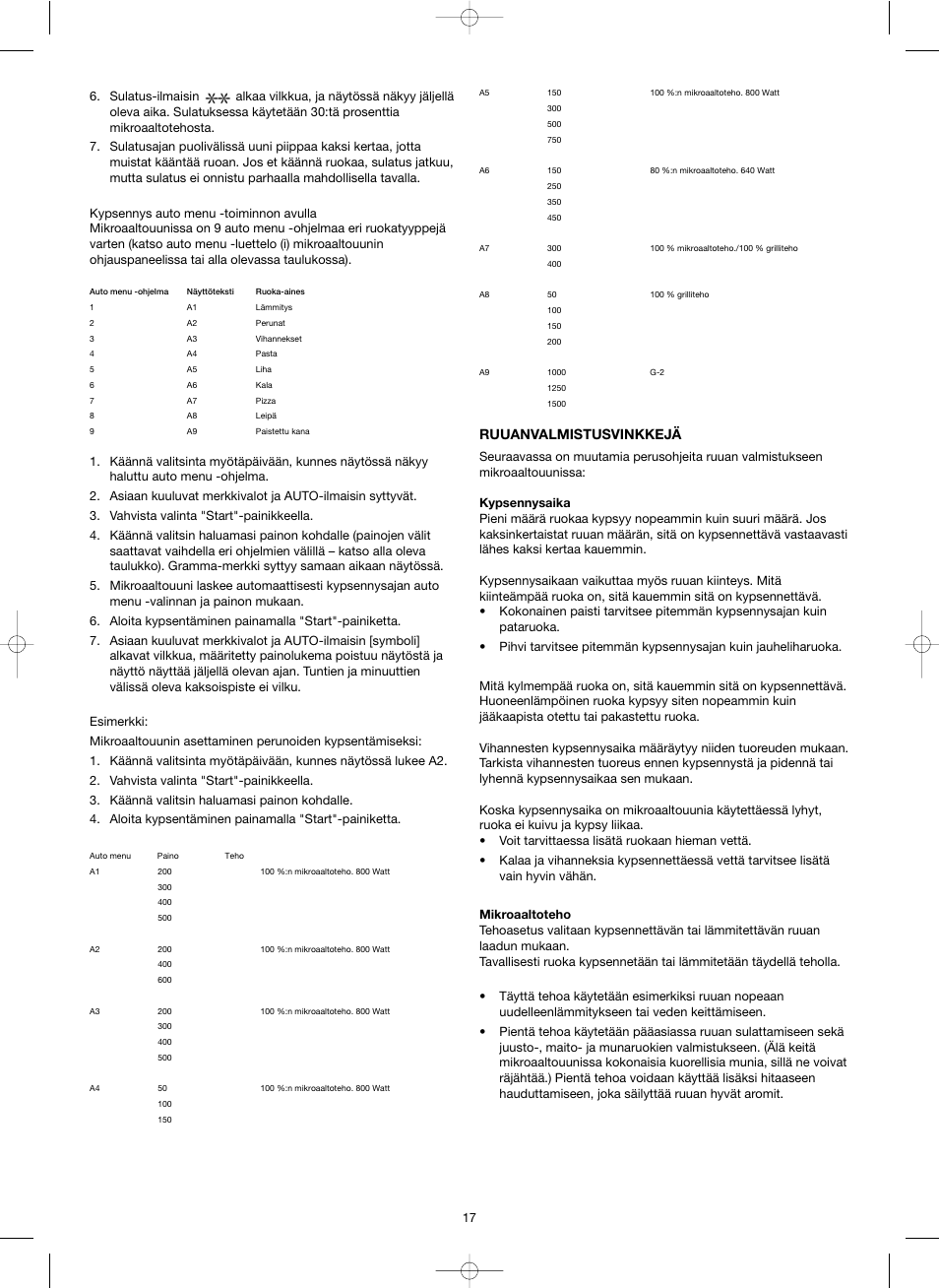 Ruuanvalmistusvinkkejä | Melissa Ide Line 753-130 User Manual | Page 17 / 39
