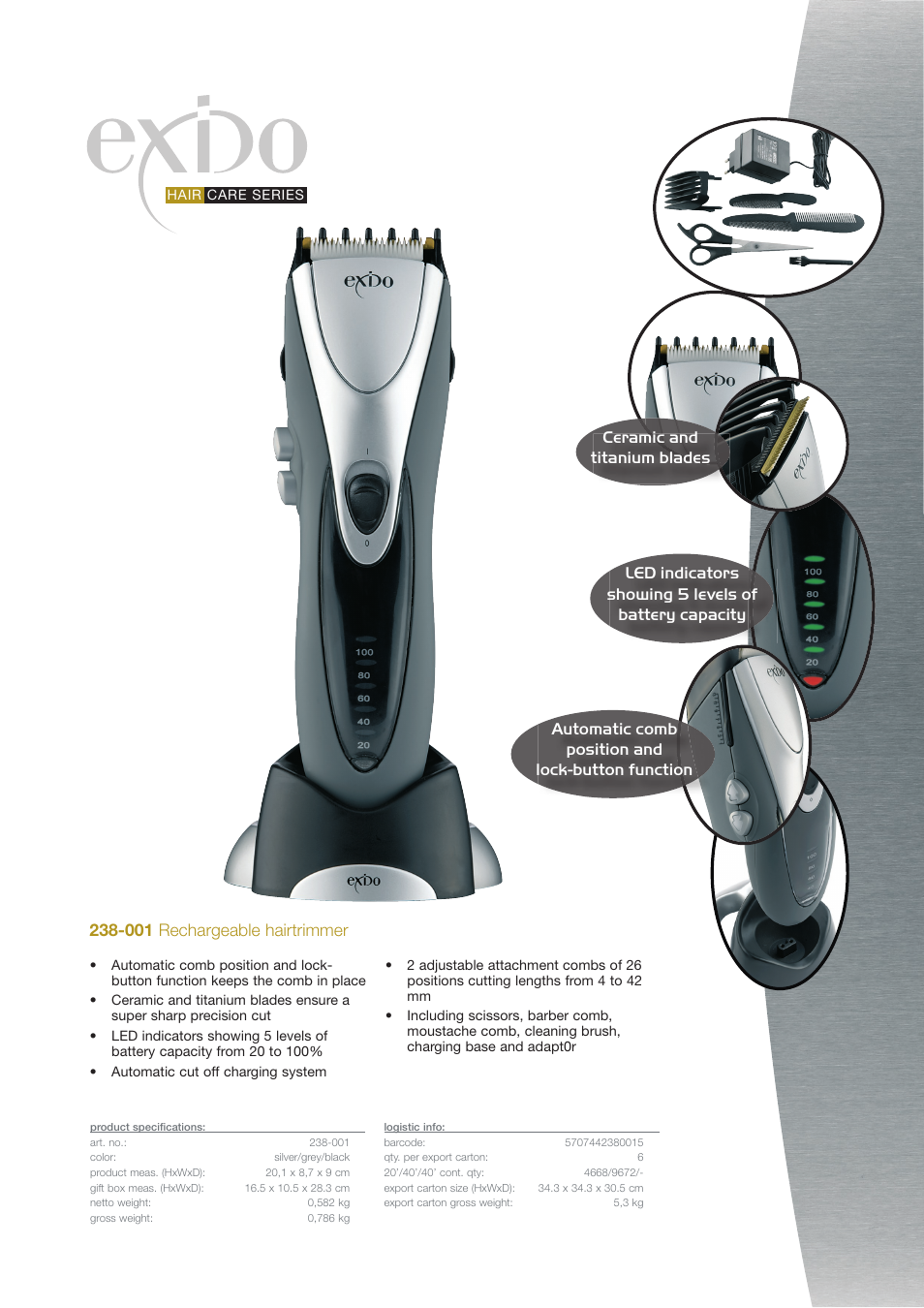 Melissa Rechargeable Hairtrimmer 238-001 User Manual | 1 page