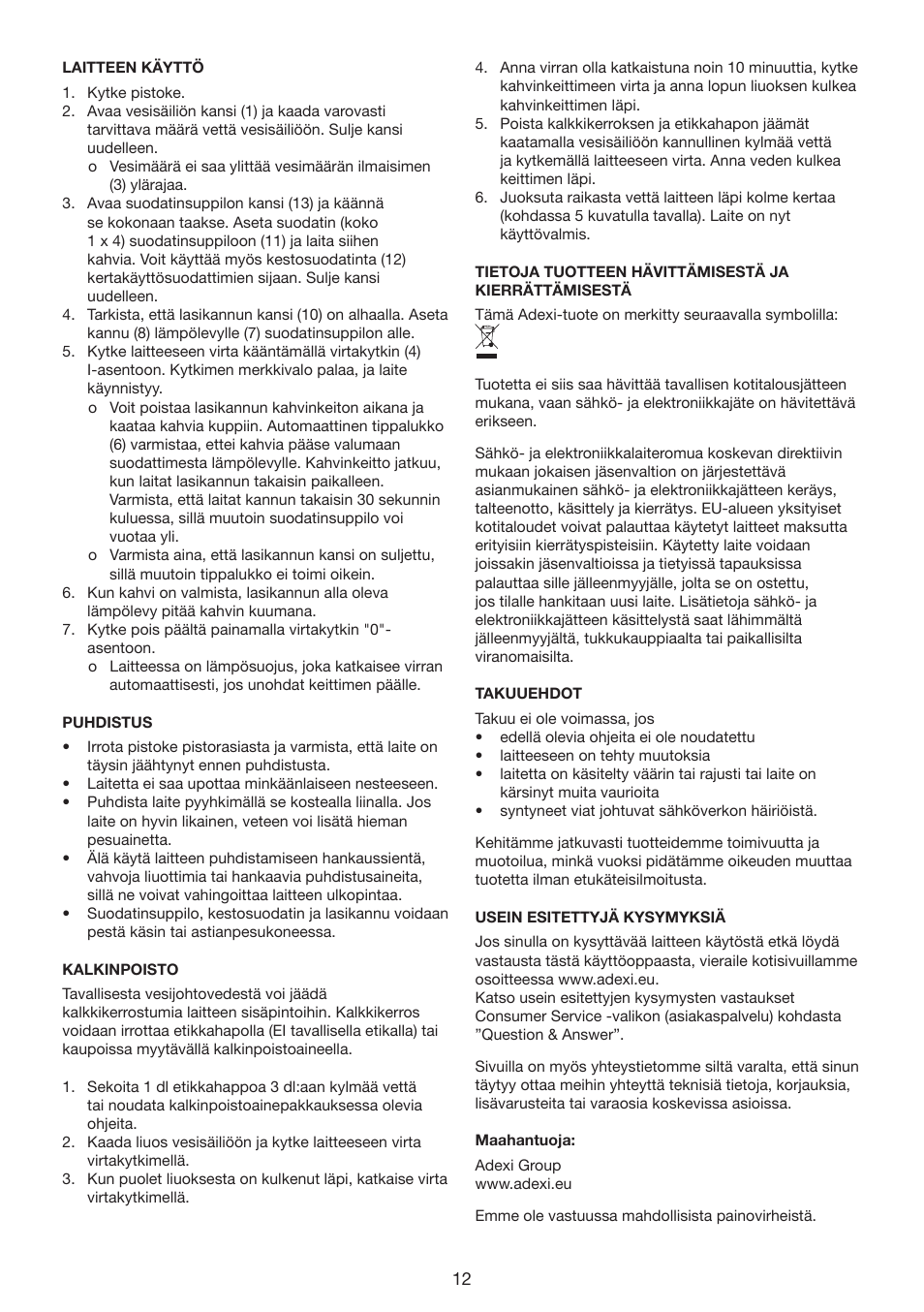 Melissa COFFEMAKER 245-069 User Manual | Page 12 / 22