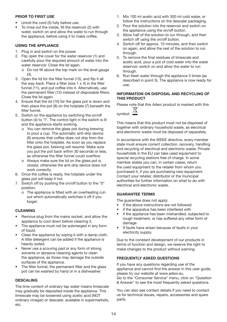 Melissa COFFEMAKER 245-069 User Manual | Page 14 / 22