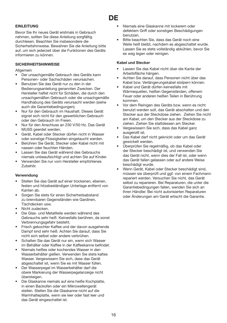 Melissa COFFEMAKER 245-069 User Manual | Page 16 / 22