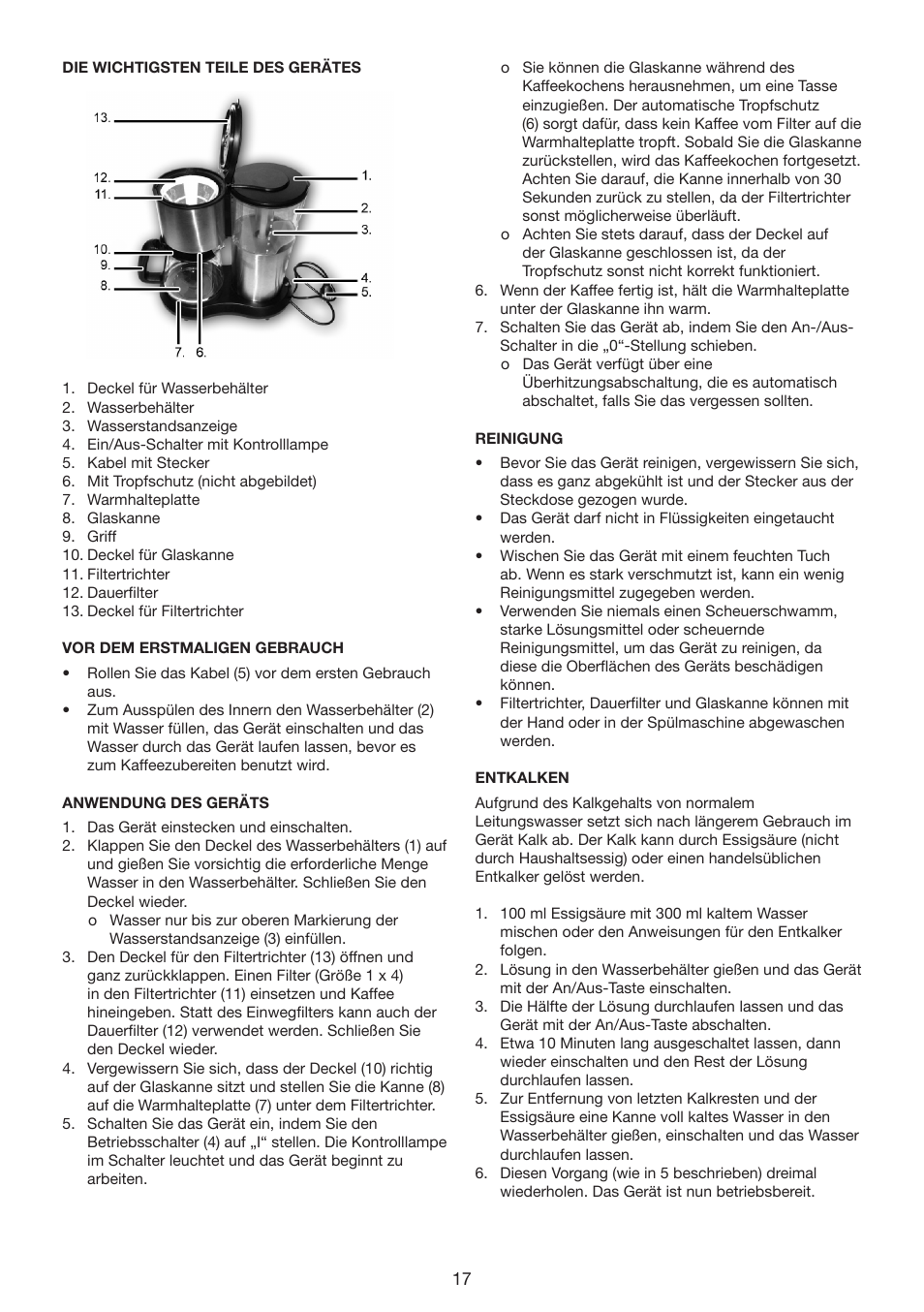 Melissa COFFEMAKER 245-069 User Manual | Page 17 / 22