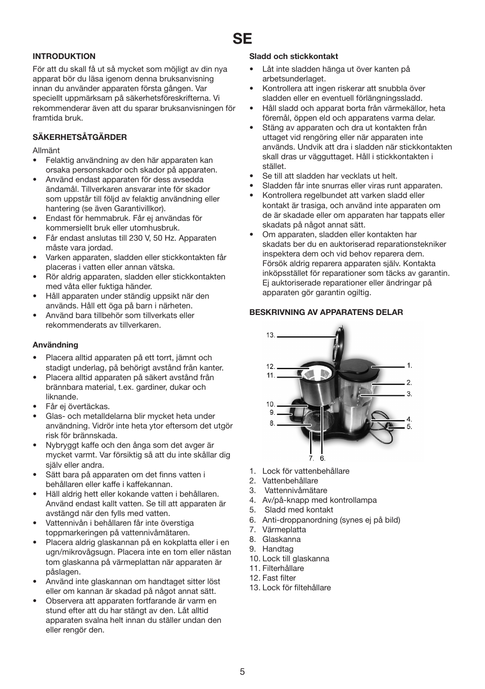 Melissa COFFEMAKER 245-069 User Manual | Page 5 / 22