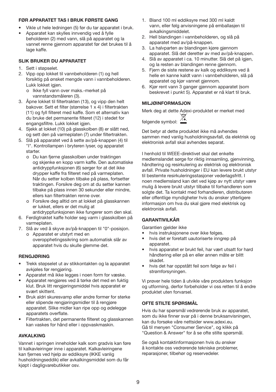 Melissa COFFEMAKER 245-069 User Manual | Page 9 / 22