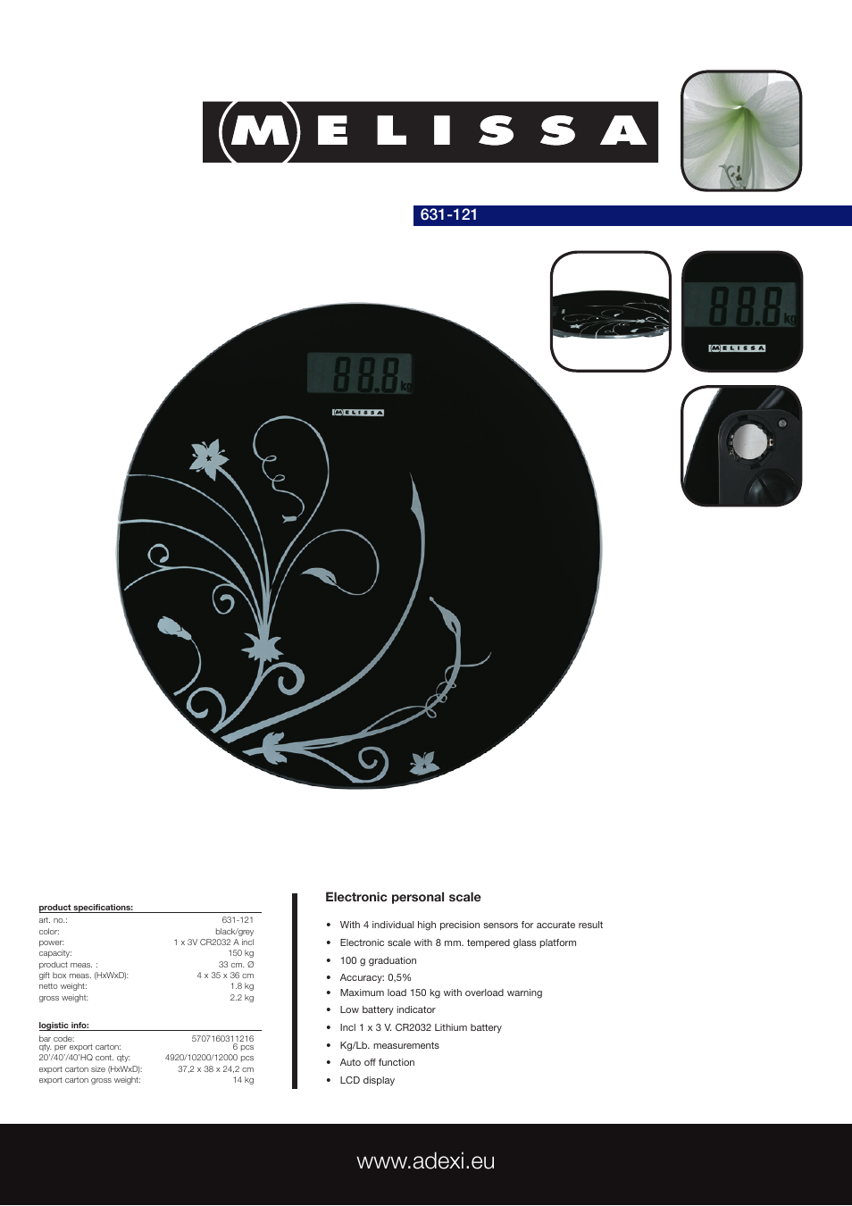 Melissa 631-121 User Manual | 1 page