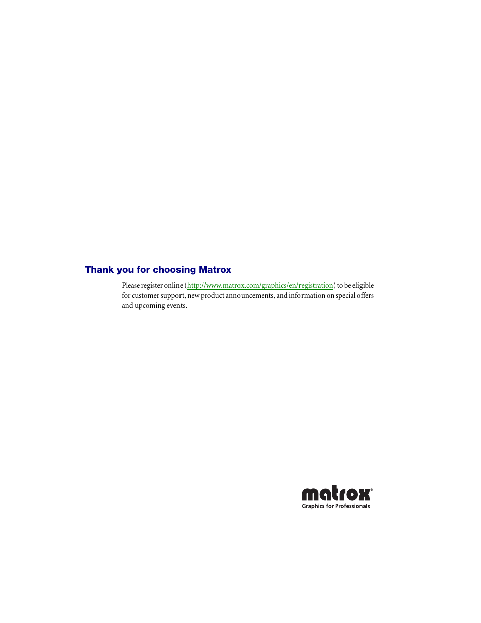 Thank you for choosing matrox | Matrox Electronic Systems ATC RG-200DL User Manual | Page 18 / 24