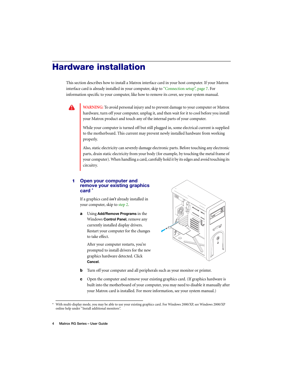 Hardware installation | Matrox Electronic Systems ATC RG-200DL User Manual | Page 4 / 24