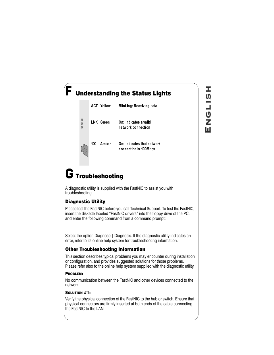 Understanding the status lights, Troubleshooting | Matrox Electronic Systems FastNIC 10/100 10574-MT-0102 User Manual | Page 7 / 10