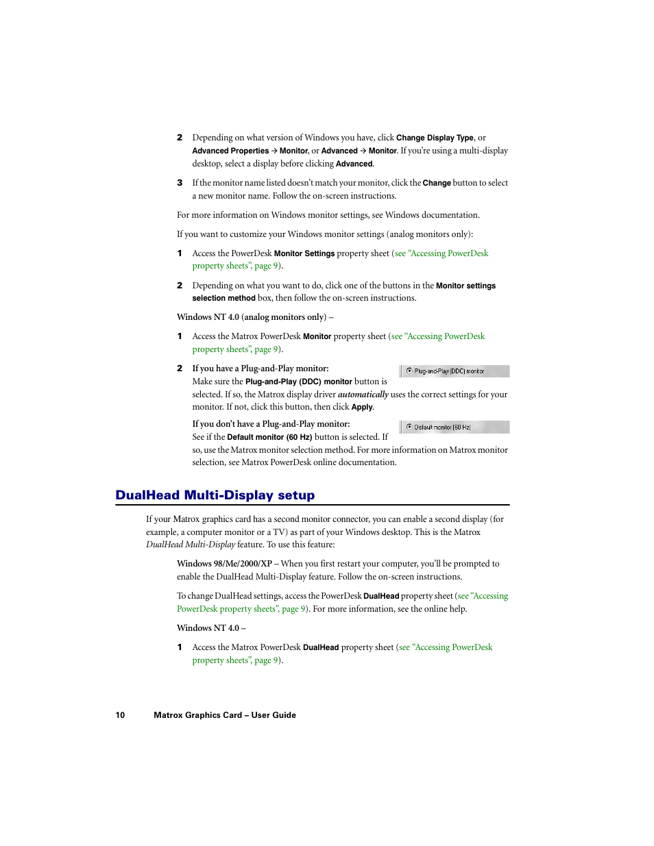 Dualhead multi-display setup | Matrox Electronic Systems LE G450 User Manual | Page 10 / 67