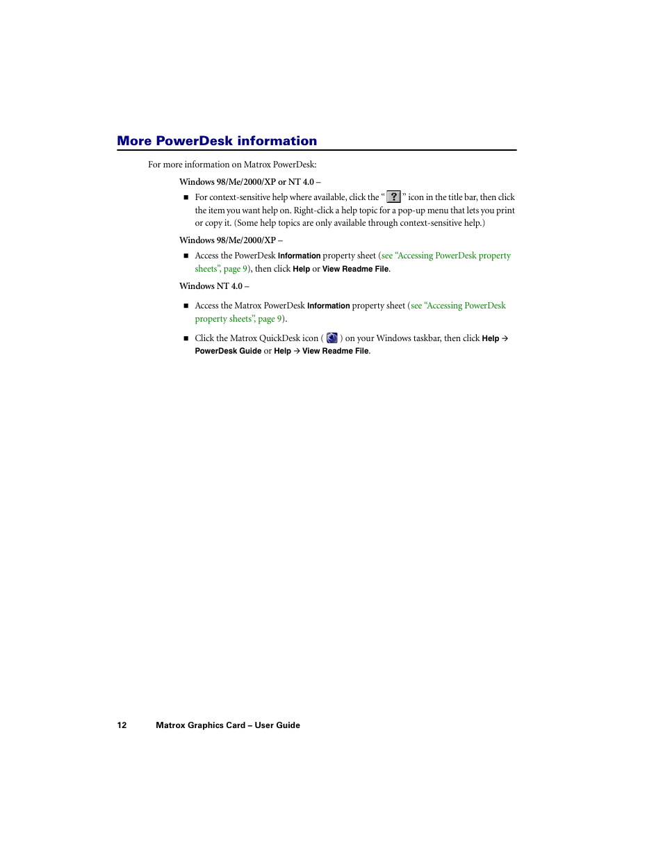 More powerdesk information | Matrox Electronic Systems LE G450 User Manual | Page 12 / 67