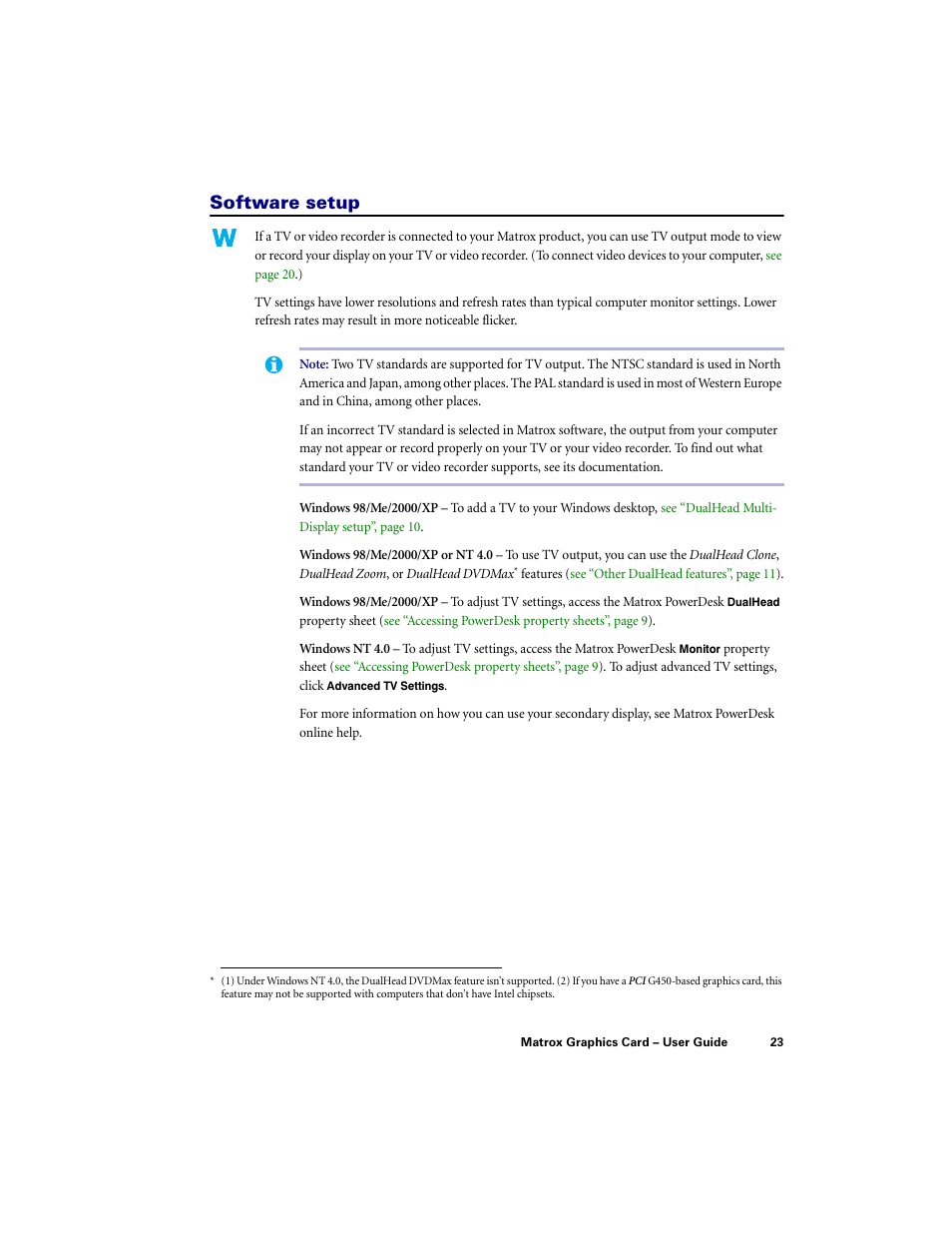 Software setup | Matrox Electronic Systems LE G450 User Manual | Page 23 / 67