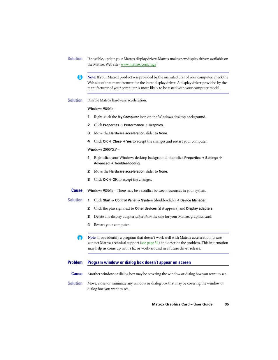 Matrox Electronic Systems LE G450 User Manual | Page 35 / 67