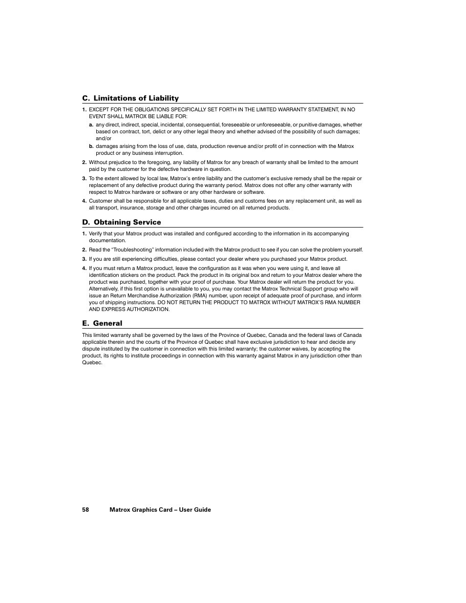 Matrox Electronic Systems LE G450 User Manual | Page 58 / 67